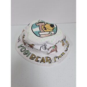 Yogi Bear Hat Cap Strap Back Youth White Cartoon Jellystone Park Hanna Barbera